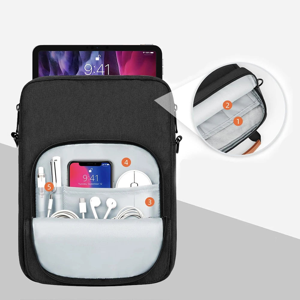 Tablet Shoulder Sleeve Bag For iPad air pro 12.9in iPad Air 10.9in Galaxy Tab A 10 Laptop Pouch Handbag Birefcase - Nova Electronics