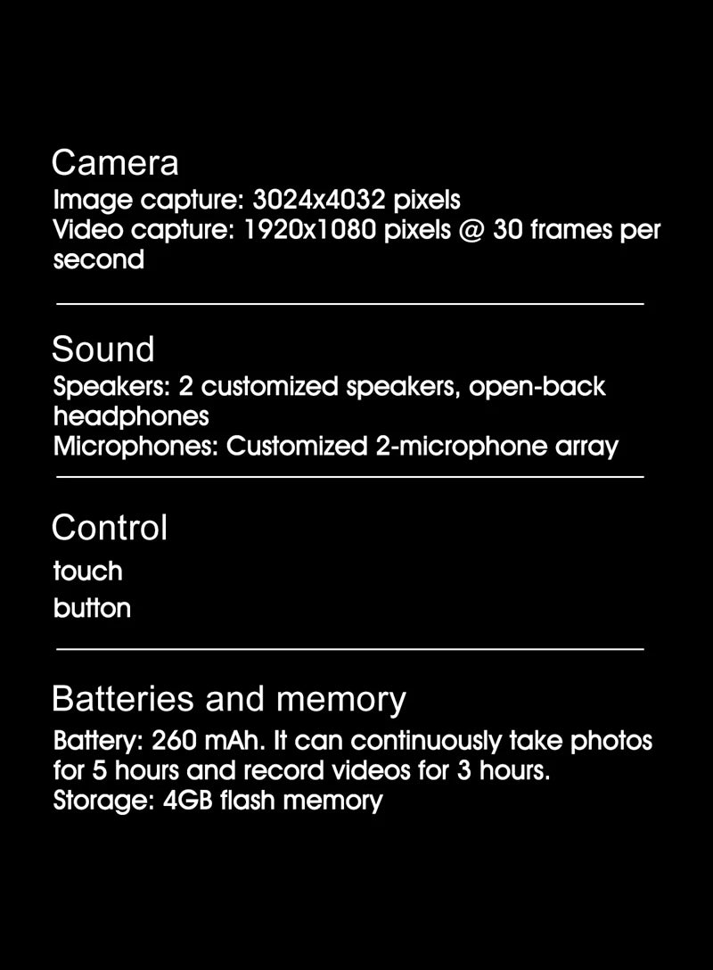 K HD AI Smart Glasses Voice Assistant ChatGPT Camera 100MP Bluetooth Calling 260mAh 30+ Hour Battery WiFi NFC Connectivity Android Compatible Hands-Free Recording Music Control Smart Eyewear