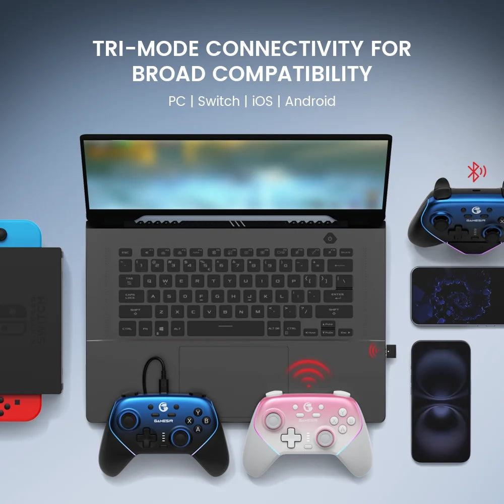 Wireless Switch Controller with Charging Dock | GameSir Super Nova Hall Effect Joysticks, RGB Lights, Anti-Drift, PC/Android/iOS Compatible, Dual Motors & Back Buttons - Nova Electronics