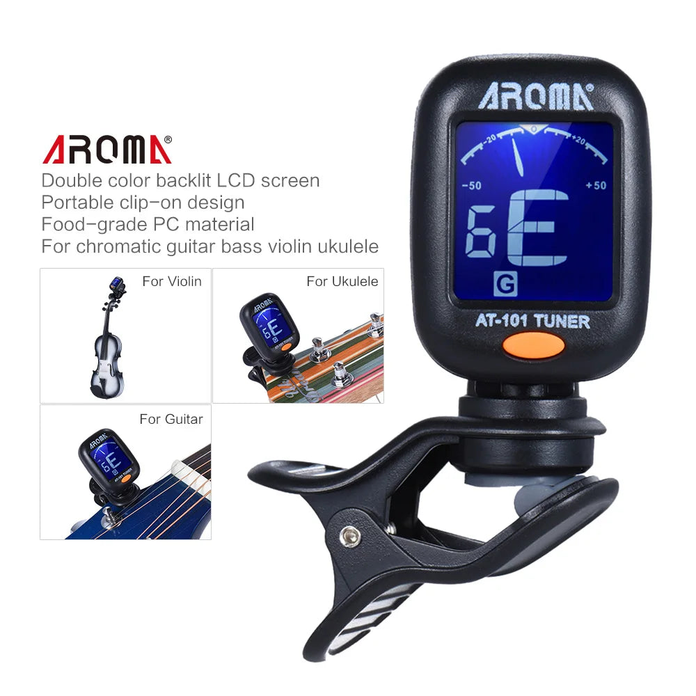 Tuner AT-101 Mini Portable Clip-on Electronic Tuner Super Sensitive 12 Equal Temperament Guitar Stringed Instrument Both Apply - Nova Electronics