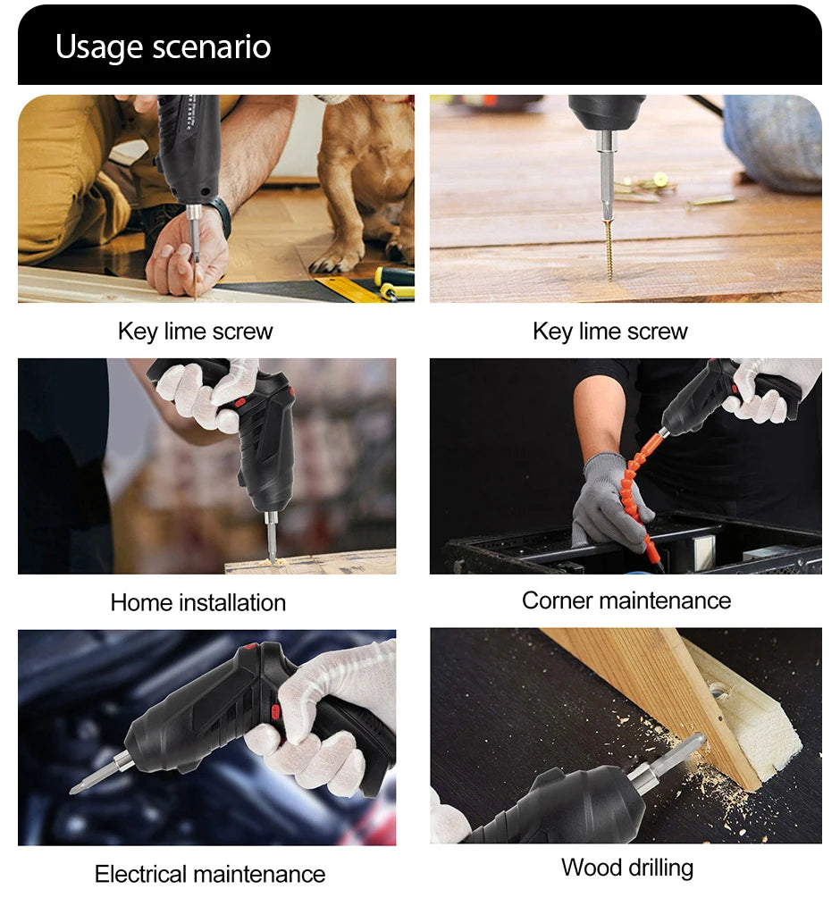 2/47pcs 3.6V Screwdriver Kit Rechargeable Lithium Battery Cordless Electric Screwdriver Drill Kit Folding Home Power Tools - Nova Electronics