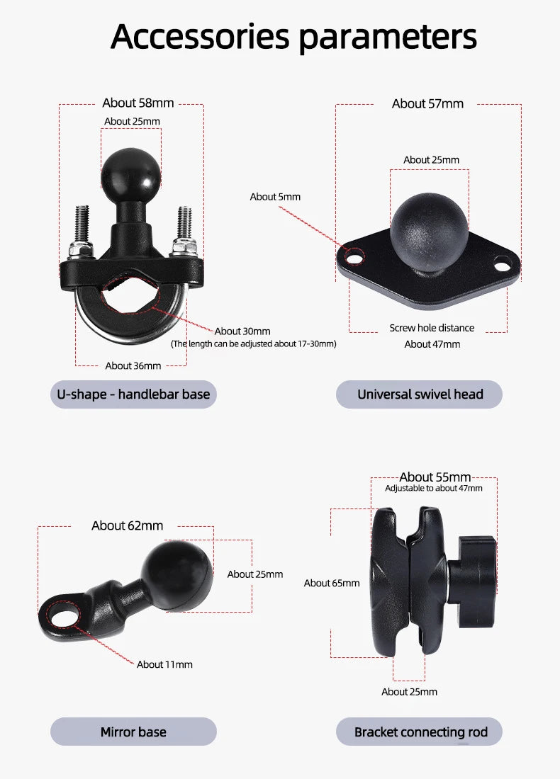 Motorcycle Bike Phone Holder w/ Shock Absorbe Handlebar Fork Stem Mount GPS Clip for 4.7-7.1 inch Shockproof Mobile Phone Stand - Nova Electronics