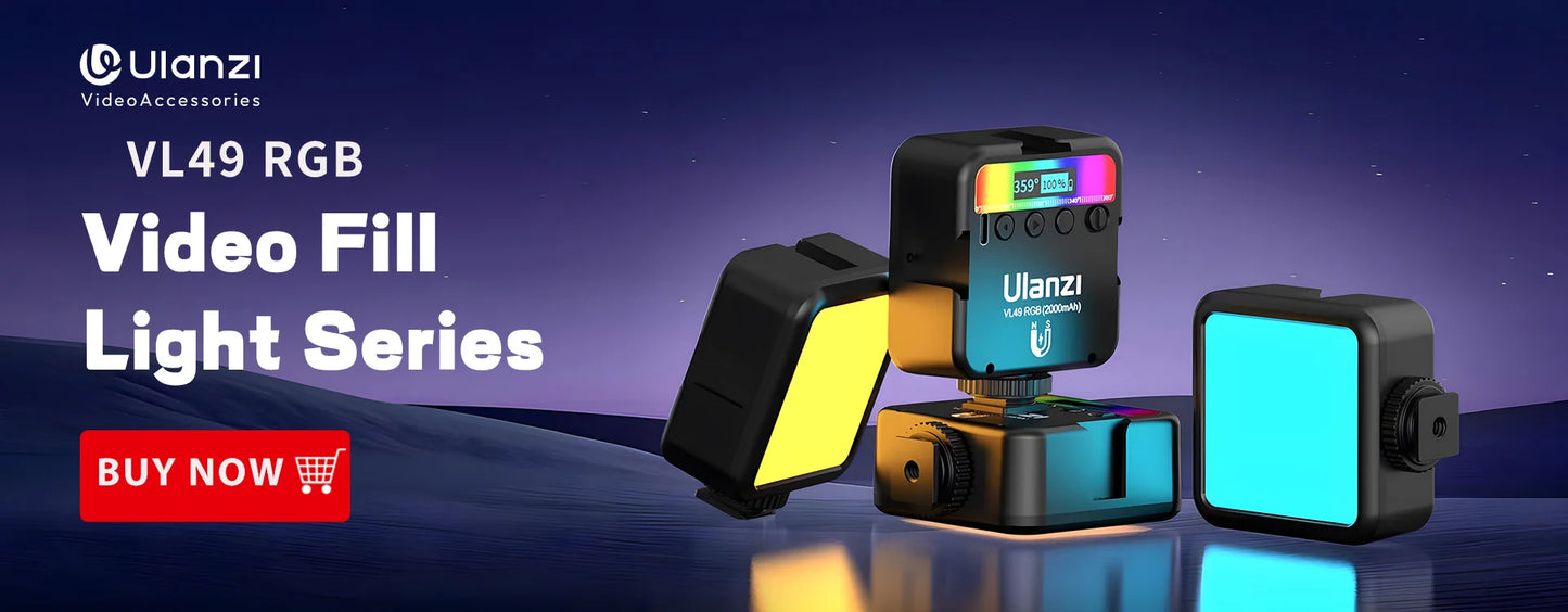 Ulanzi VL49 6W Mini Vlog LED Fill Light White 2000mAh 5500K Zoom Lighting Photographic Lighting Video Phone Selfie Fill Lamps