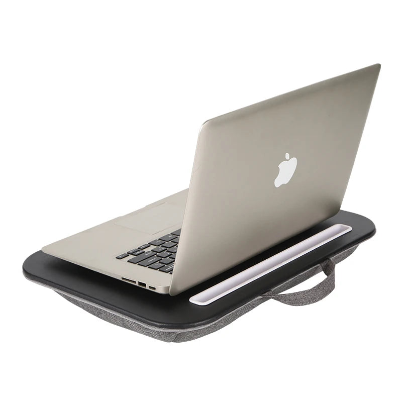 Portable Laptop Desk with Cushion Base - Wooden Lap Table for Bed, Couch & Travel - Built-in Mouse Pad & Storage - 42.5cm Bamboo Computer Tray for Students, Remote Workers & Digital Nomads - Nova Electronics
