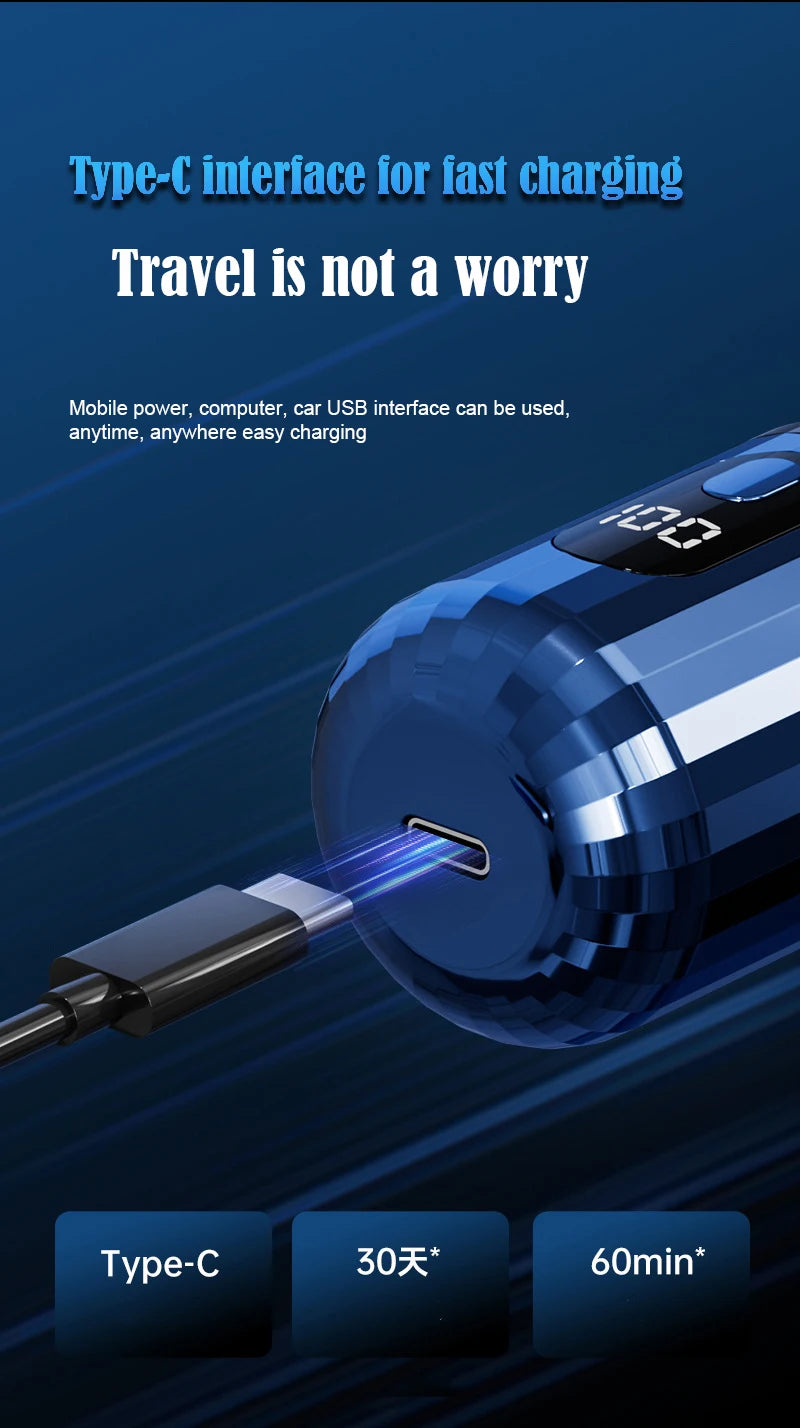 Mini Electric Shaver USB-C Rechargeable Shaver Waterproof Portable Shaver Powerful Travel Home Use Cordless Shaver - Nova Electronics