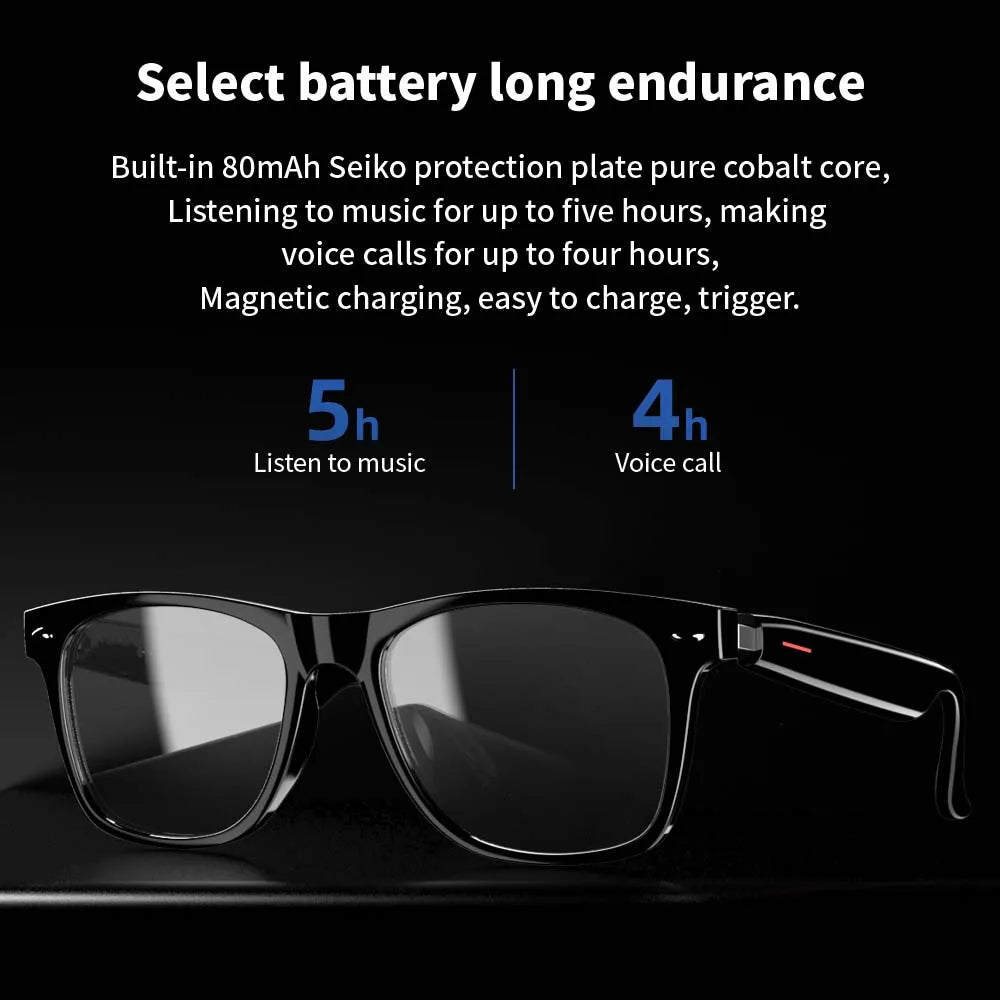 SENBONO E13 Smart Glasses with Blue Light Filter Lenses, Built-in Mic & Speakers, Touch Controls, Voice Assistant for Calls & Music, Android/iOS Compatible