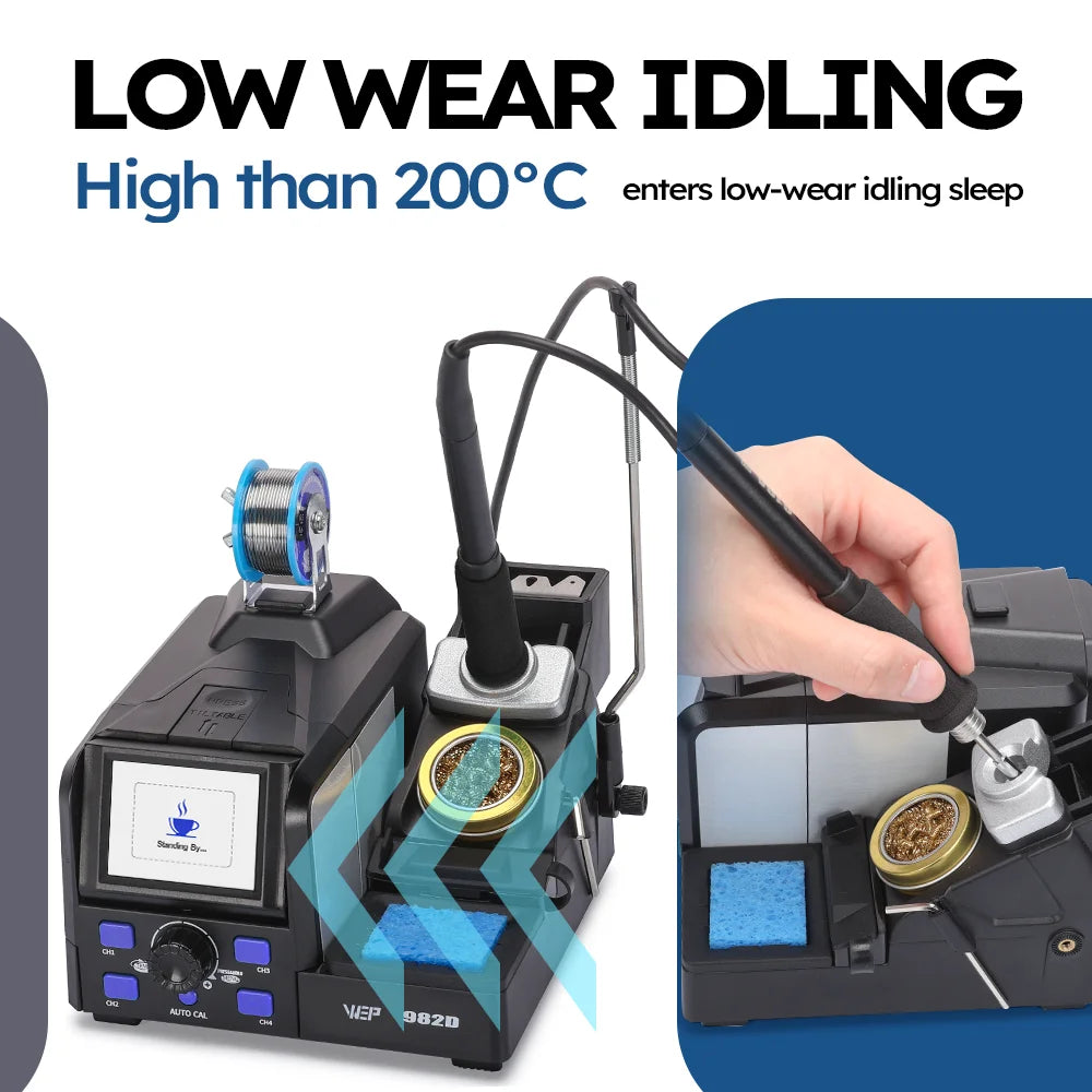 WEP 982D Precision Soldering Station 150W Rapid Heating Auto Calibration Professional Iron for SMD IC Repair C245 C210 982D-II - Nova Electronics