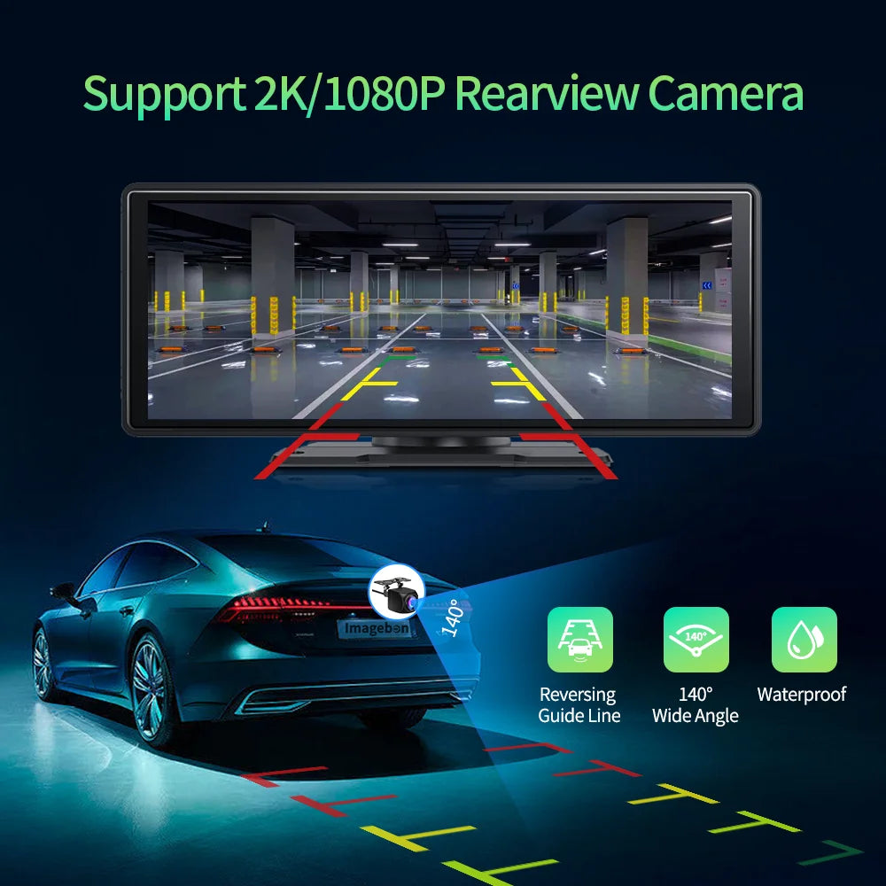 Smart 10.26" Touchscreen Dash Cam with Android 13 | Dual Bluetooth 5.1, CarPlay & Wireless Android Auto | 1080P Rear Camera, GPS, Night Vision - Nova Electronics