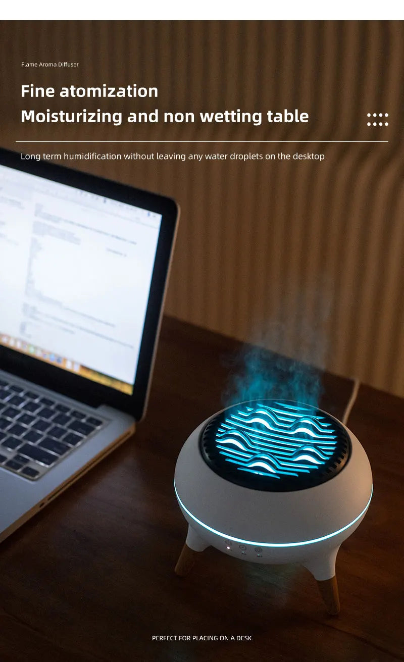 Flame Humidifier Dynamic Jellyfish Essential Oil Diffuser 350ML Air Humidifier Gradient Color Aroma Diffuser Desktop Night Light