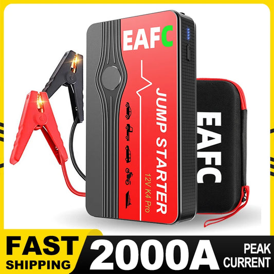 2000A Portable Car Jump Starter 12V Power Bank 18000mAh USB-C LED Flashlight Emergency Charger for Cars Trucks SUVs Smartphones Tablets Travel Camping Back to School September 2025 Essential