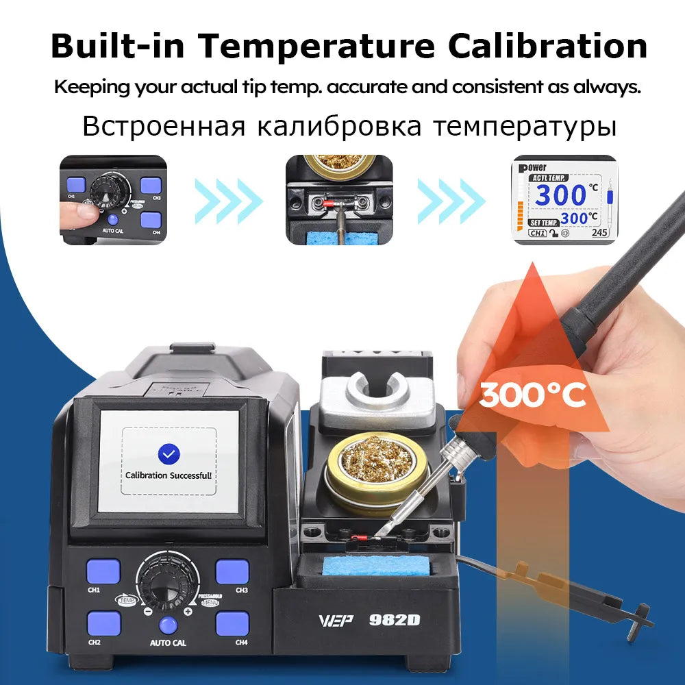 WEP 982D Precision Soldering Station 150W Rapid Heating Auto Calibration Professional Iron for SMD IC Repair C245 C210 982D-II - Nova Electronics