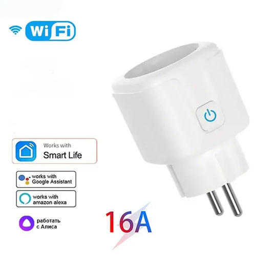 Tuya Wifi Smart Socket EU Plug 16/20A Power Monitor Remote Control SmartLife APP Works with Alexa Yandex Alice Google Assistant - Nova Electronics