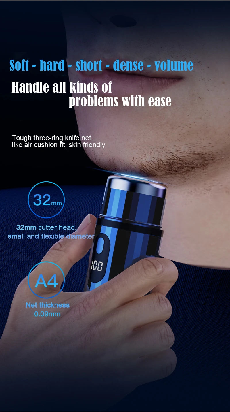 Mini Electric Shaver USB-C Rechargeable Shaver Waterproof Portable Shaver Powerful Travel Home Use Cordless Shaver - Nova Electronics