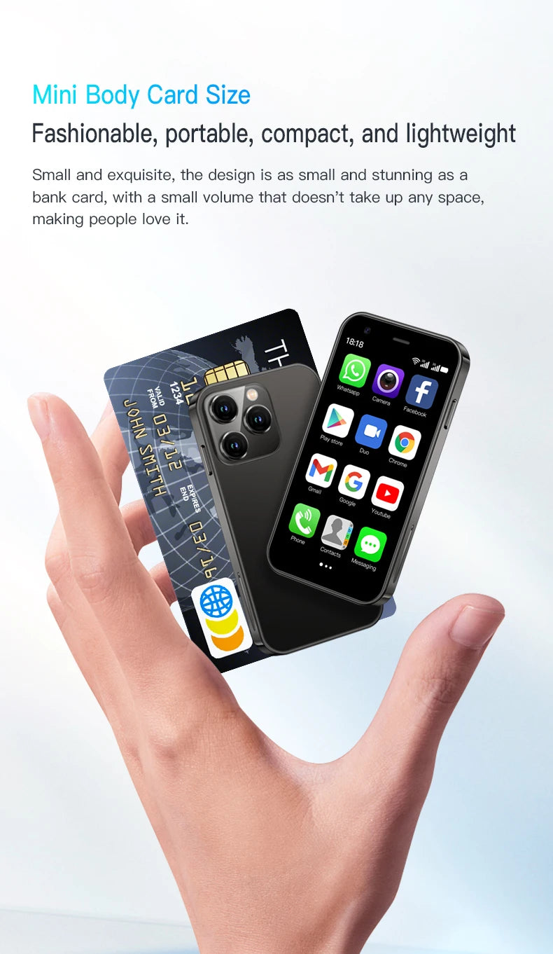 SERVO 15SE Mini Smartphone 3G WCDMA Android System WiFi Hotspot Play Store 3.0" Display Small Palm Smart Phones Dual SIM Standby