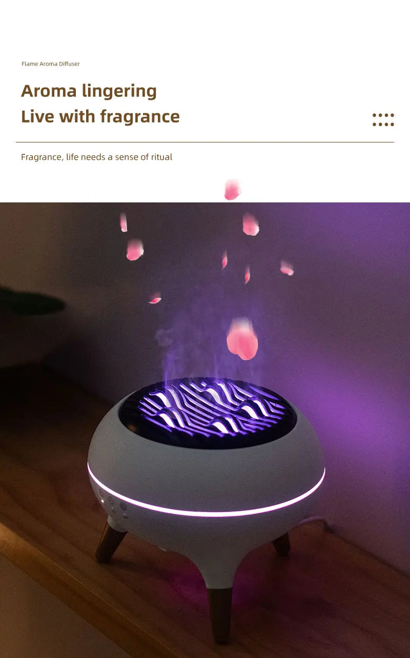 Flame Humidifier Dynamic Jellyfish Essential Oil Diffuser 350ML Air Humidifier Gradient Color Aroma Diffuser Desktop Night Light