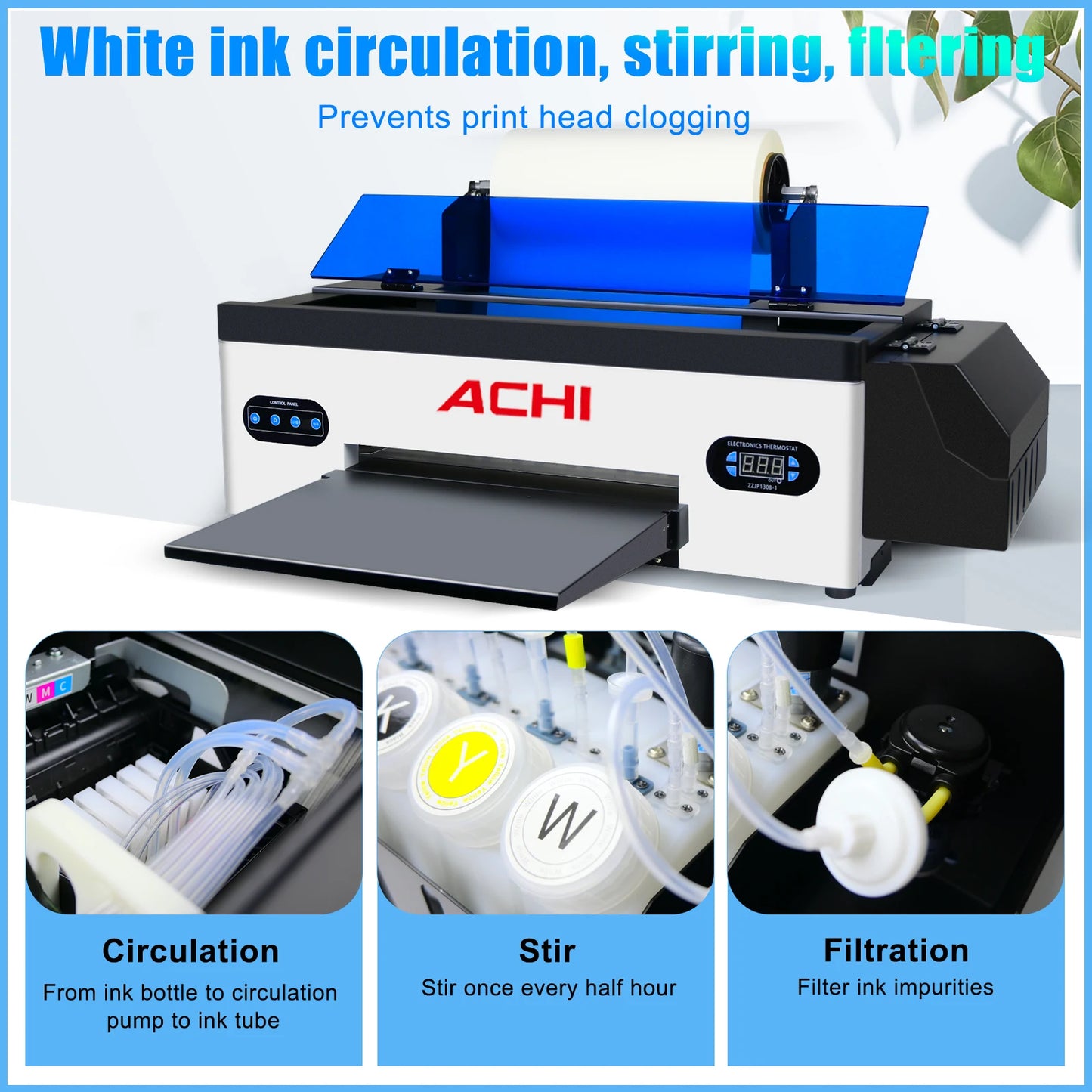 ACHI A3 DTF Printer R1390 A3 T-shirts Printier ROLL DTF Transfer Film Printer With DTF Oven For Fabric T-shirt Clothes EU STOCK - Nova Electronics