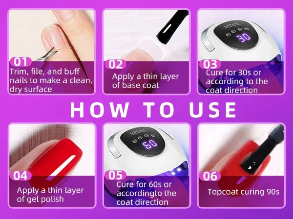 220W LED UV Light Dryer for Nails Gel Polish with 57 Lamp Beads 4 Timer Setting & LCD Touch Display Screen - Nova Electronics