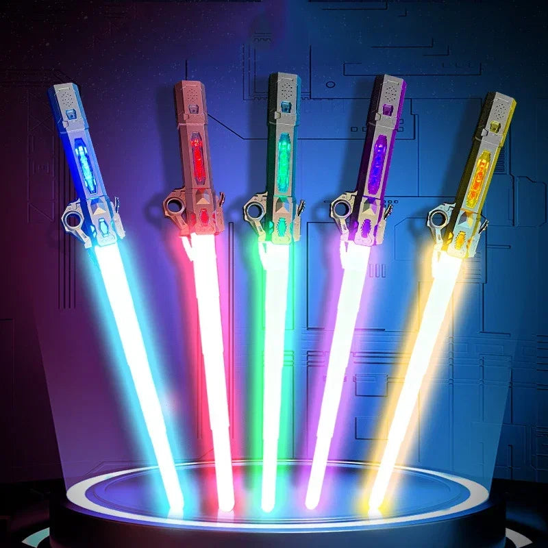 Glowing Telescopic Music Laser Sword – Flashing 2-in-1, Rotating Light & Decompression Fun for Kids & Adults