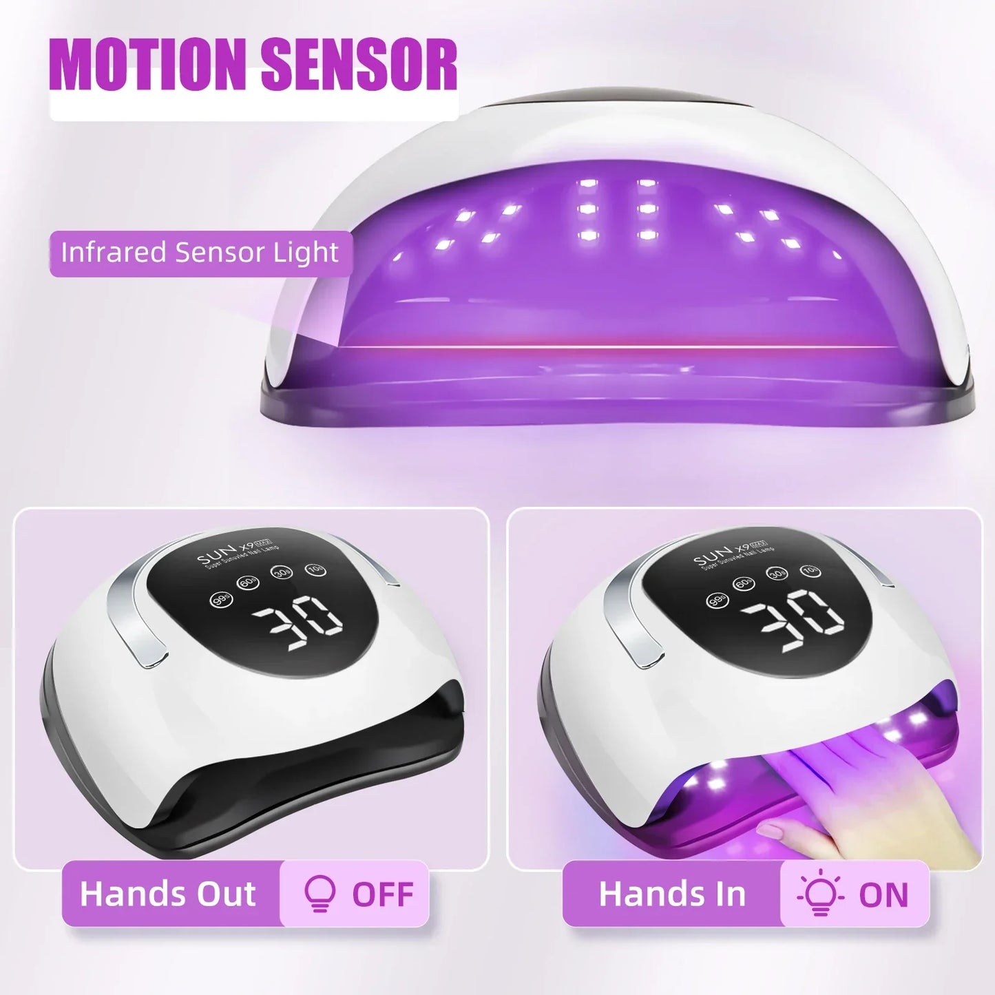 220W LED UV Light Dryer for Nails Gel Polish with 57 Lamp Beads 4 Timer Setting & LCD Touch Display Screen - Nova Electronics