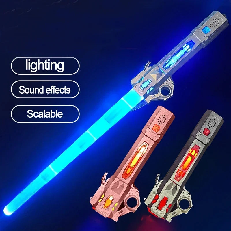 Glowing Telescopic Music Laser Sword – Flashing 2-in-1, Rotating Light & Decompression Fun for Kids & Adults