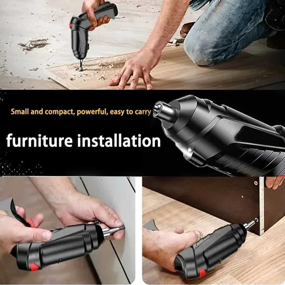 2/47pcs 3.6V Screwdriver Kit Rechargeable Lithium Battery Cordless Electric Screwdriver Drill Kit Folding Home Power Tools - Nova Electronics