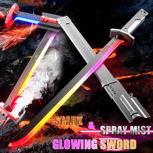 Colorful Glowing Light Sword with Spark & Smoke Effects – LED Streamer Toy Sword for Kids & Adults Decompression, Party Props & Holiday Fun