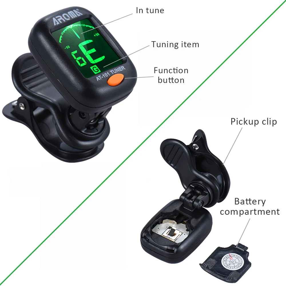 Tuner AT-101 Mini Portable Clip-on Electronic Tuner Super Sensitive 12 Equal Temperament Guitar Stringed Instrument Both Apply - Nova Electronics