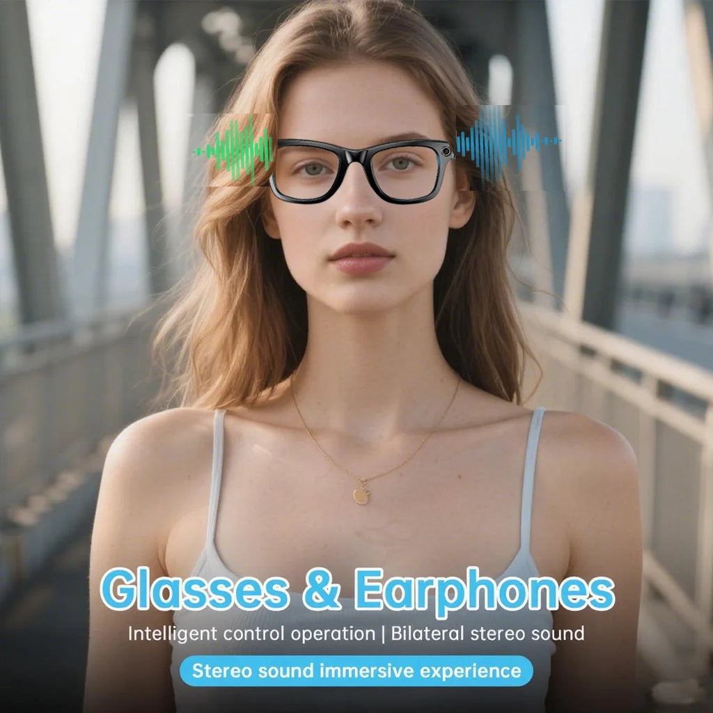 New Camera Glasses 800w Pixel 4K UHD Camera Recording Noise Reduction Ai Recognition Translation Anti Blue Light Smart Glasses