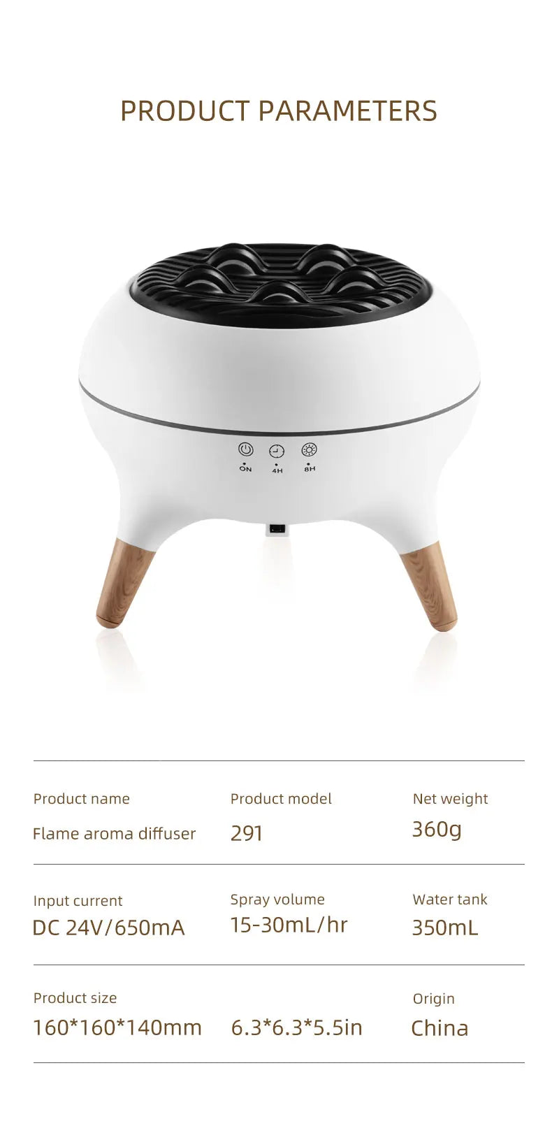 Flame Humidifier Dynamic Jellyfish Essential Oil Diffuser 350ML Air Humidifier Gradient Color Aroma Diffuser Desktop Night Light
