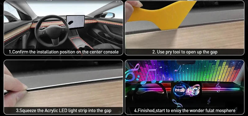10/6/4/2/1 IN 1 Car Full RGB LED Ambient Rainbow Light Strip/ USB Dream Symphon music Atmosphere Lamp with App Remote Control