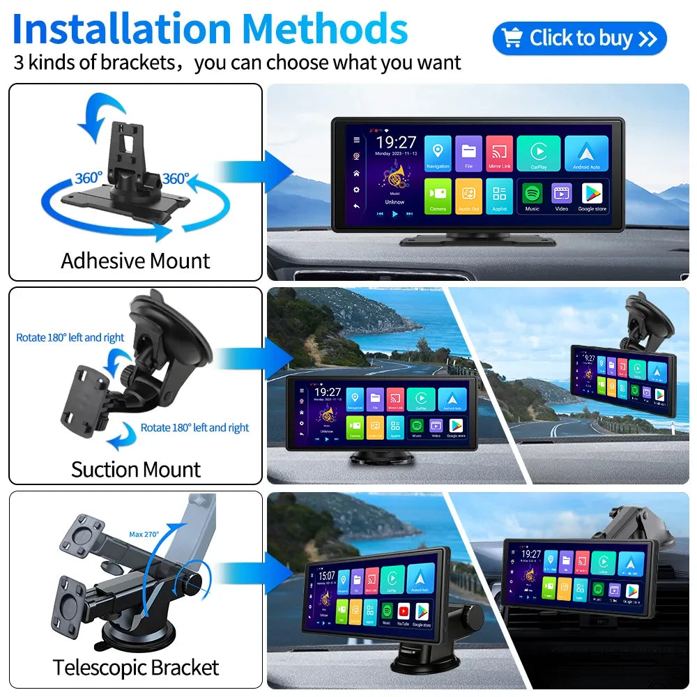 10.26 Inch Android 13 Rearview Mirror Dash Cam 8 Core CarPlay Android Auto 1080P GPS Bluetooth Touch Screen - Nova Electronics