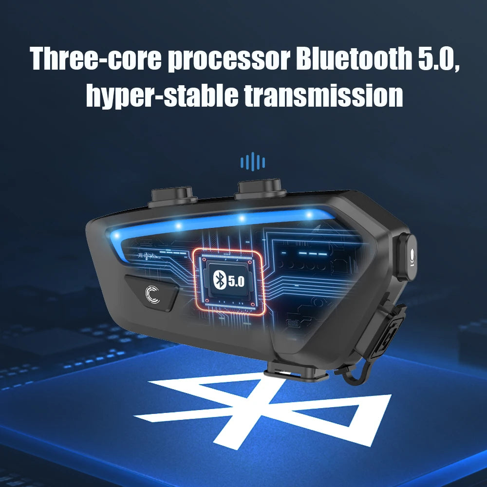 FreedConn FX Motorcycle Bluetooth Intercom Headset for 10 Riders - Crystal Clear Audio, 1.2 Mile Range, Waterproof - Nova Electronics