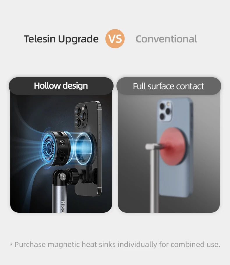 TELESIN Magnetic Mobile Phone Floor Stand Cantilever Live Broadcast Tablet Bracket Lifting Bracket Universal Mobile Phone Holder