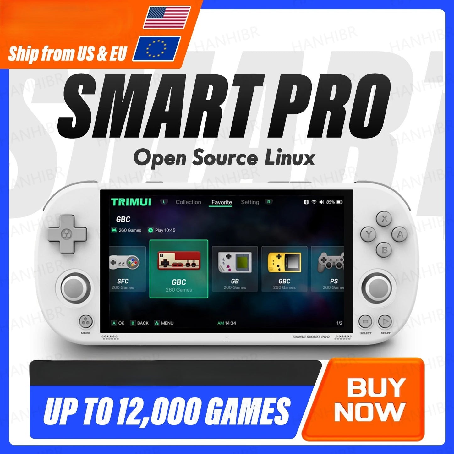 Trimui Smart Pro Handheld Game Console 4.96'' IPS Screen Linux System Joystick RGB Lighting Trimui Retro Video Game Console Gift