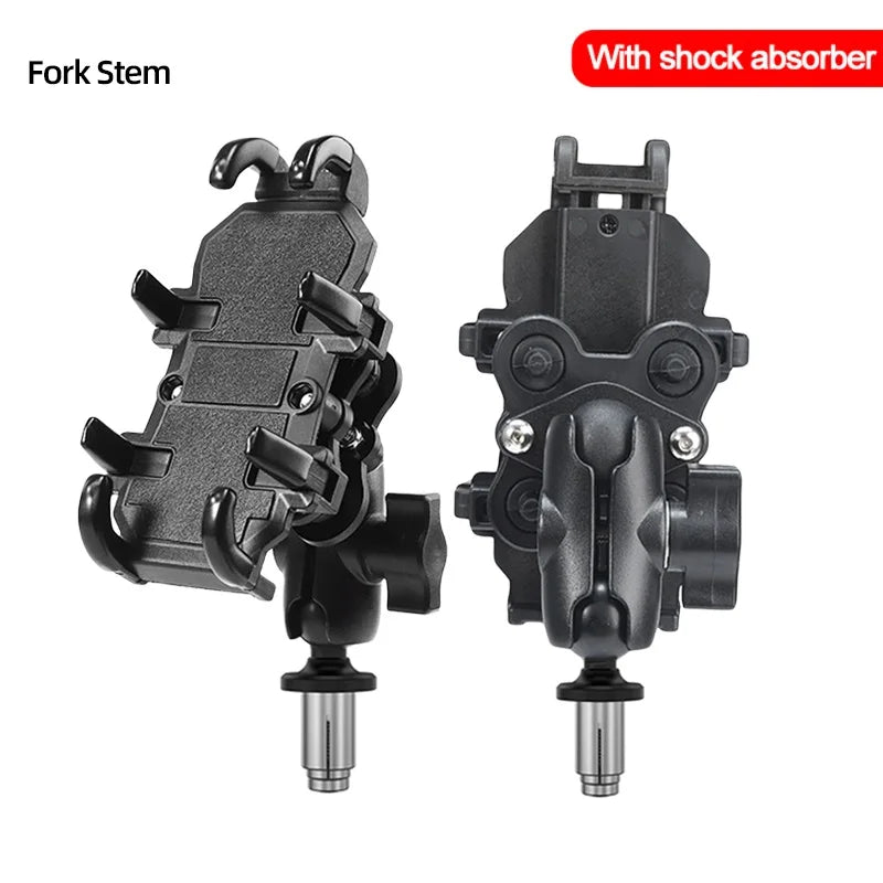 Motorcycle Bike Phone Holder w/ Shock Absorbe Handlebar Fork Stem Mount GPS Clip for 4.7-7.1 inch Shockproof Mobile Phone Stand - Nova Electronics