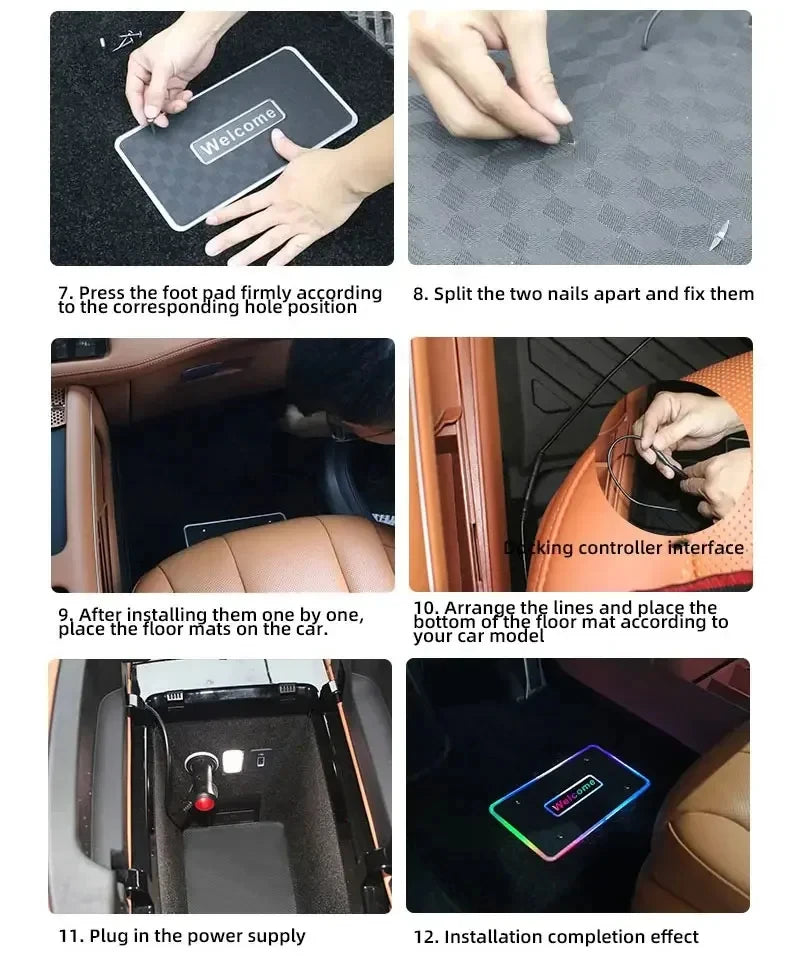 Symphony Car Foot Mat Ambient Light Welcome Logo App Control RGB Led Acrylic Car Interior Decorative Atmosphere Neon Lamp