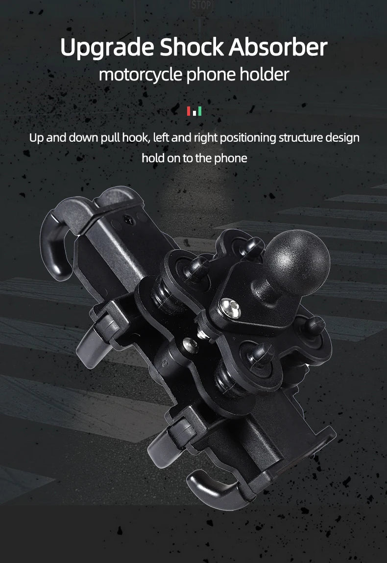 Motorcycle Bike Phone Holder w/ Shock Absorbe Handlebar Fork Stem Mount GPS Clip for 4.7-7.1 inch Shockproof Mobile Phone Stand - Nova Electronics