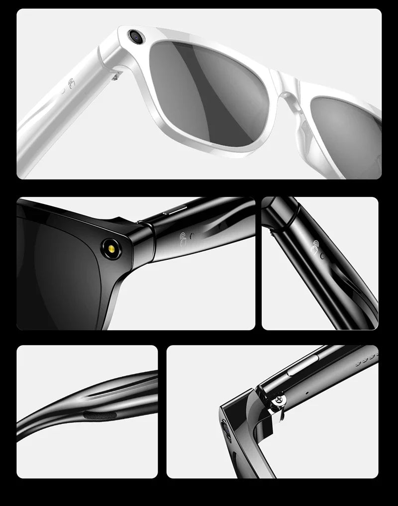 K HD AI Smart Glasses Voice Assistant ChatGPT Camera 100MP Bluetooth Calling 260mAh 30+ Hour Battery WiFi NFC Connectivity Android Compatible Hands-Free Recording Music Control Smart Eyewear