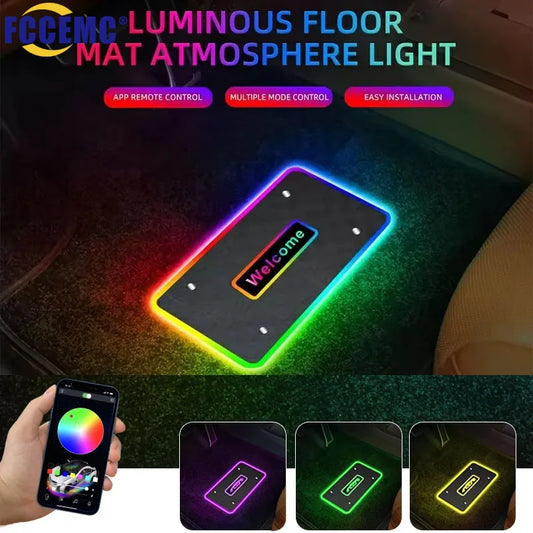 Car Interior LED Lights, App Controlled RGB Footwell Lighting Mats with Customizable Ambient Atmosphere, Music Sync Mode, Easy USB or 12V Installation, Universal Fit for Any Car, Truck, or SUV