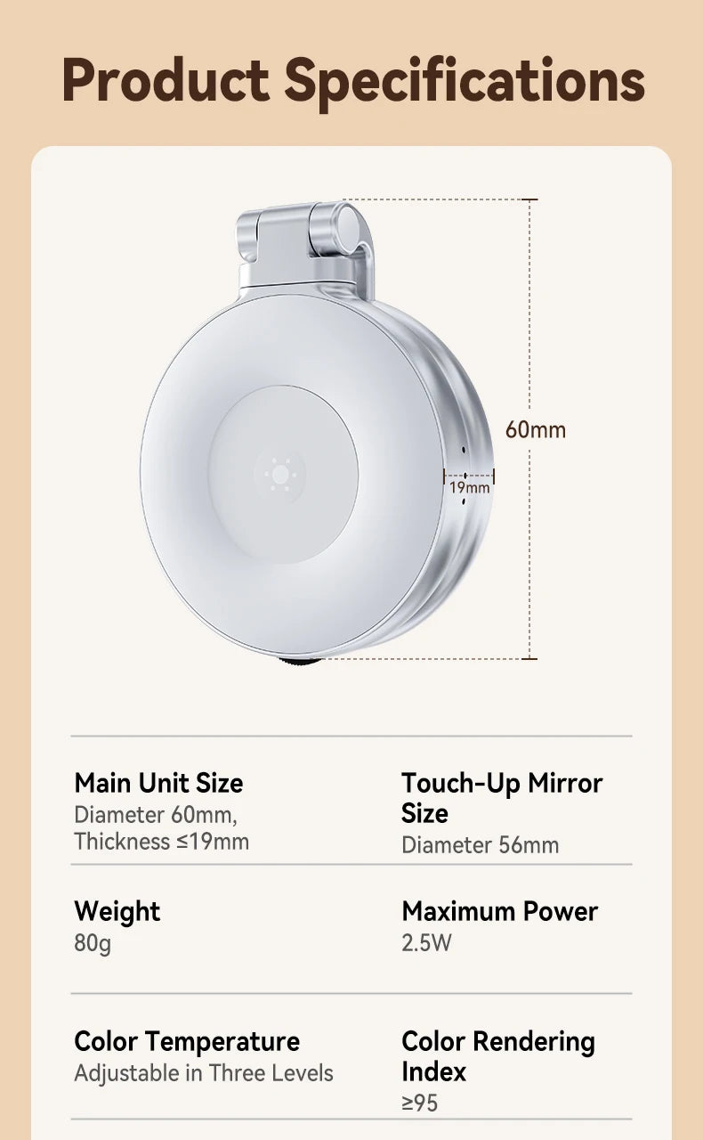 TELESIN Magnetic Fill Light Mini Selfie Light 3 Modes Adjustable Brightness for Smartphone Iphone XIAOMI HUAWEI SAMSUNG Phone