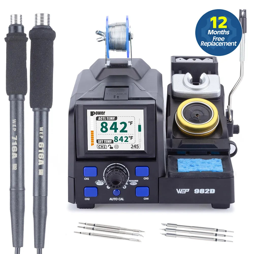 WEP 982D Precision Soldering Station 150W Rapid Heating Auto Calibration Professional Iron for SMD IC Repair C245 C210 982D-II - Nova Electronics