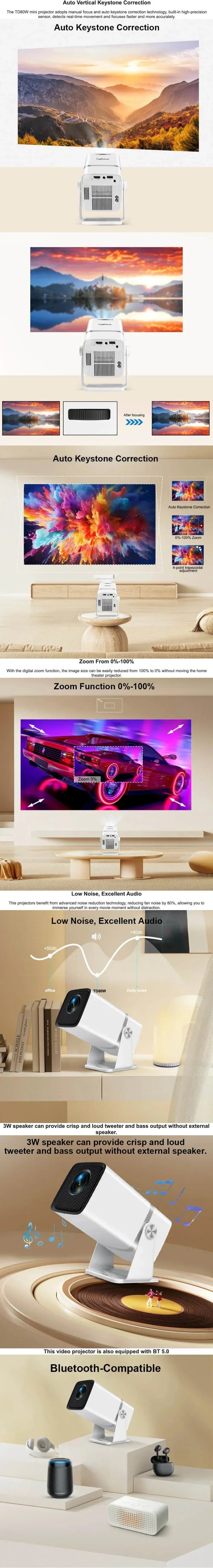 ThundeaL 4K Full HD Projector FHD TD80W Android WiFi 3D Home Theater TD80 Portable Beam Projector Meeting Video Movie PK HY320 - Nova Electronics