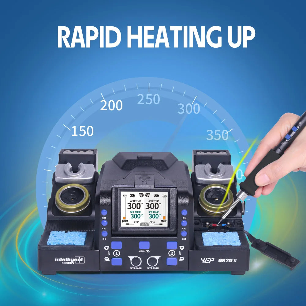 WEP 982D Precision Soldering Station 150W Rapid Heating Auto Calibration Professional Iron for SMD IC Repair C245 C210 982D-II - Nova Electronics