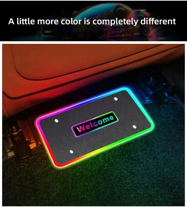 Symphony Car Foot Mat Ambient Light Welcome Logo App Control RGB Led Acrylic Car Interior Decorative Atmosphere Neon Lamp