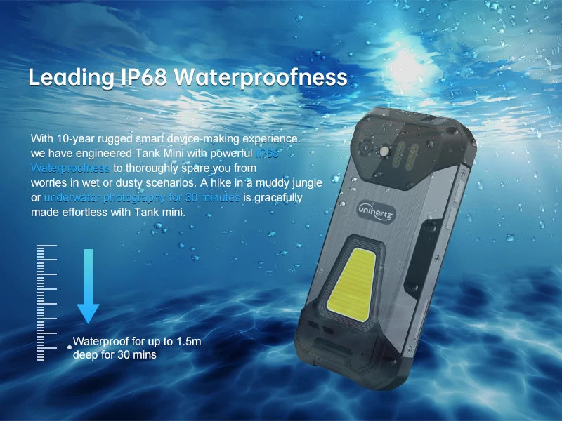 Unihertz 8849 Tank Mini Rugged Smartphone 4.3 Inch Display Android 13 5800mAh 24GB 256GB Helio G99 Octa Core 100MP Cameras IP68 - Nova Electronics