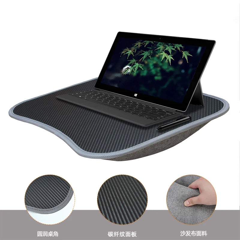 Portable Laptop Desk with Cushion Base - Wooden Lap Table for Bed, Couch & Travel - Built-in Mouse Pad & Storage - 42.5cm Bamboo Computer Tray for Students, Remote Workers & Digital Nomads - Nova Electronics