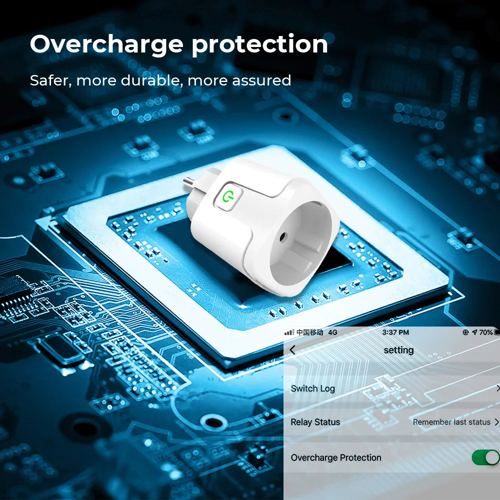 Tuya Wifi Smart Socket EU Plug 16/20A Power Monitor Remote Control SmartLife APP Works with Alexa Yandex Alice Google Assistant - Nova Electronics