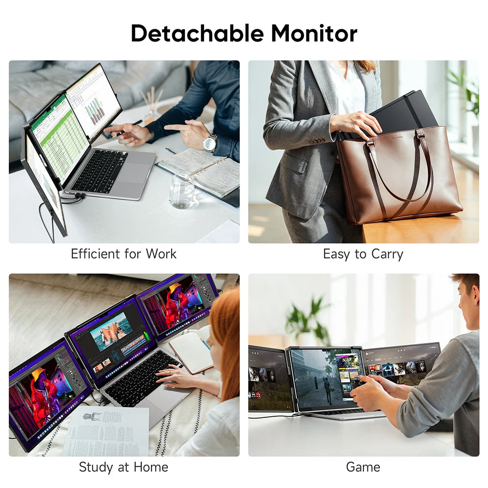 Dopesplay 14.1inch Laptops Screen Extender Triple Dual FHD 1200P IPS Portable Monitors For Windows Macbook Chrome 13.3-17.3 inch
