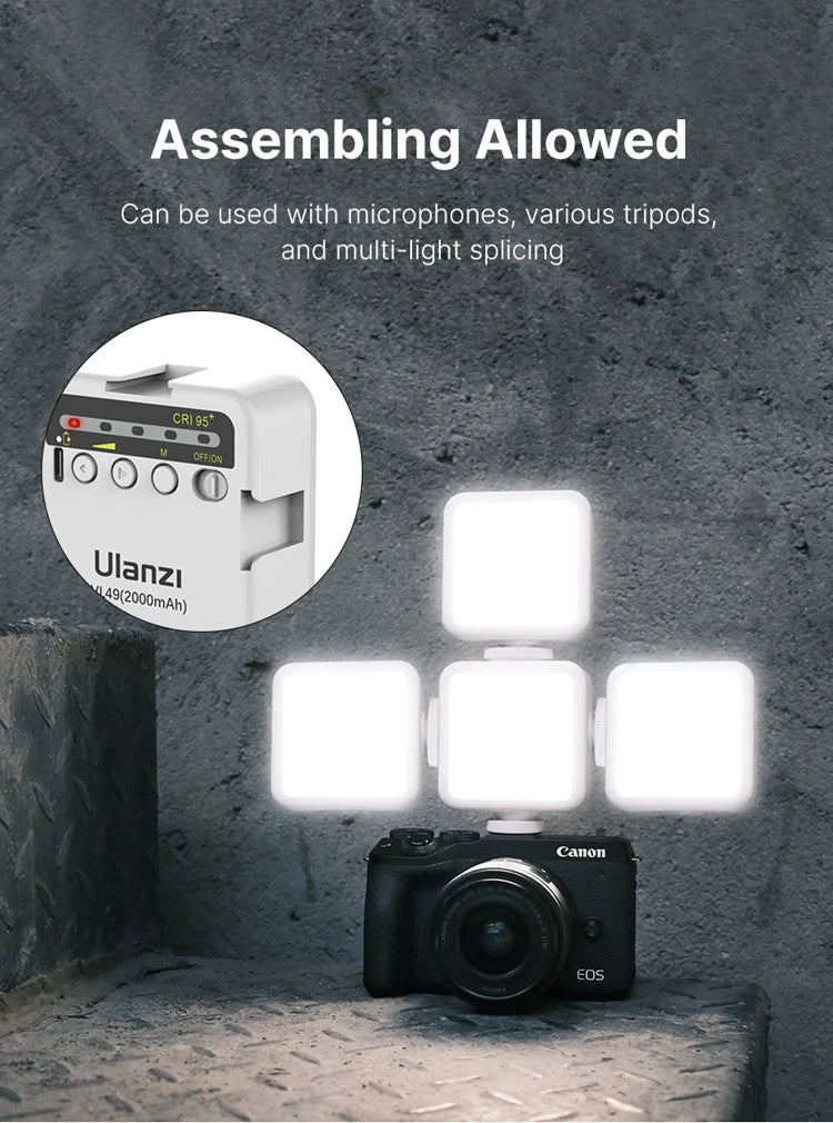 Ulanzi VL49 6W Mini Vlog LED Fill Light White 2000mAh 5500K Zoom Lighting Photographic Lighting Video Phone Selfie Fill Lamps