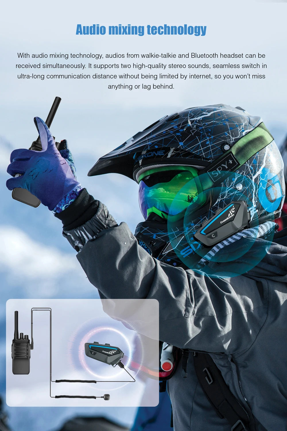 FreedConn FX Motorcycle Bluetooth Intercom Headset for 10 Riders - Crystal Clear Audio, 1.2 Mile Range, Waterproof - Nova Electronics